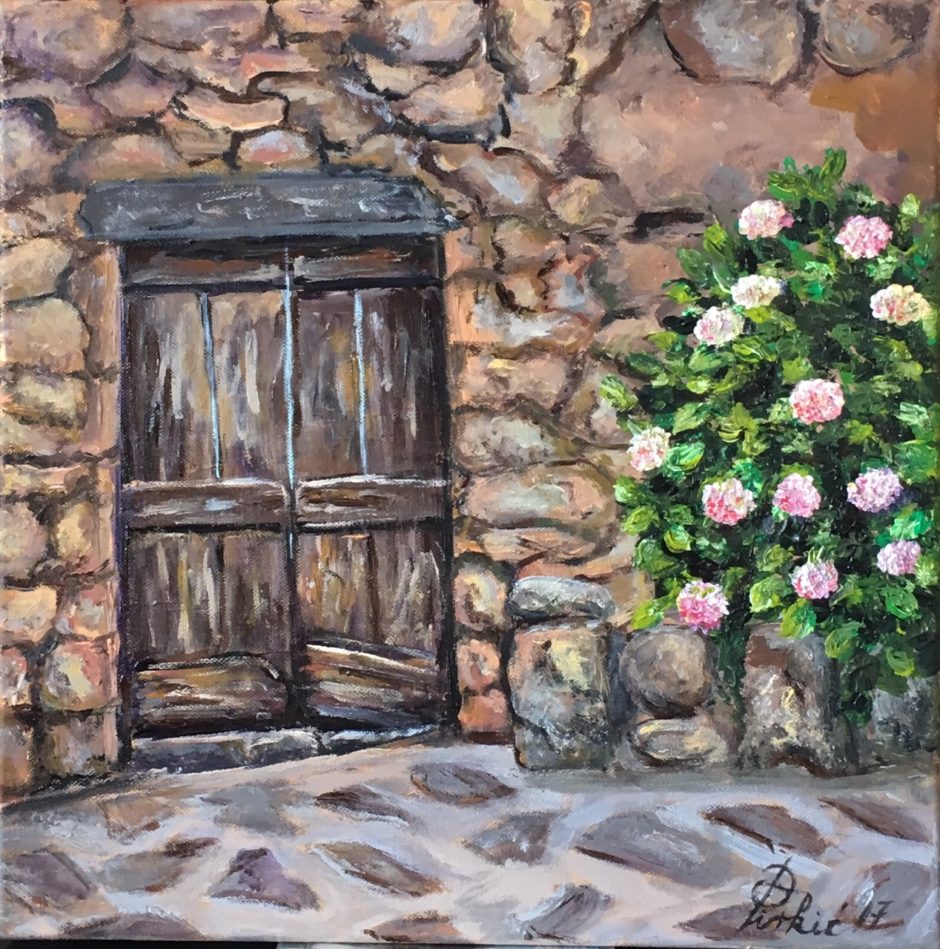 Stara vrata, akril na platnu, 40×40, 2017