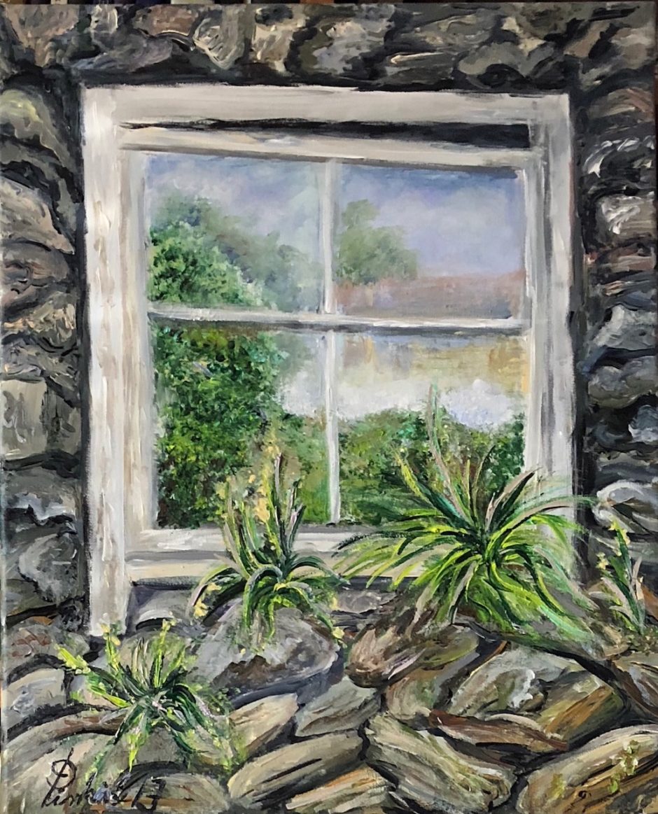 Krajobraz u prozoru, akril na platnu, 50×40, 2017