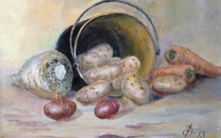 Krumpiri, akril na platnu, 40×30, 2013.